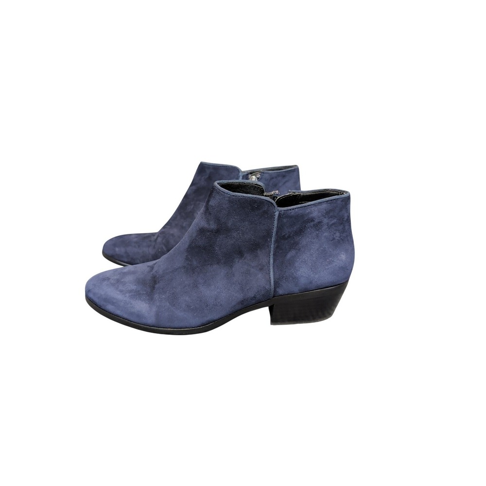 Sam Edelman Petty Ankle Boot Womens 10 Blue Suede Side Zip Block Heel Casual
